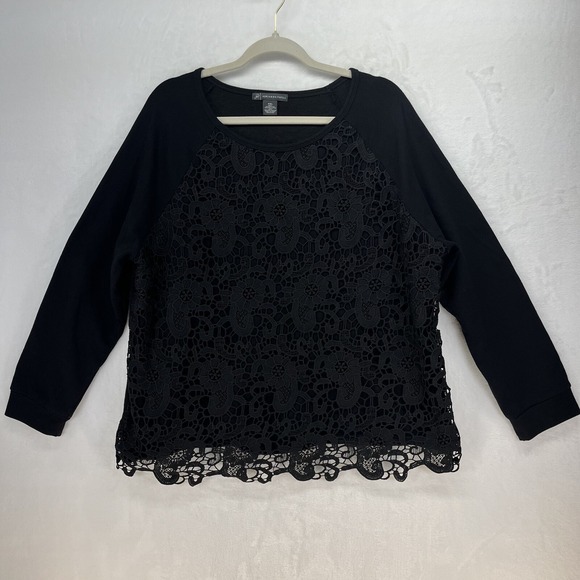 Adrianna Papell Tops - Adrianna Papell Lace Front Top Women's Size XXL Black